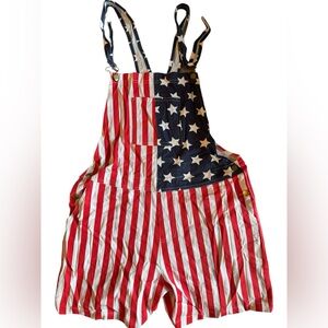 American Flag Overalls – Red, White & Blue Stars & Stripes – Unisex Fit